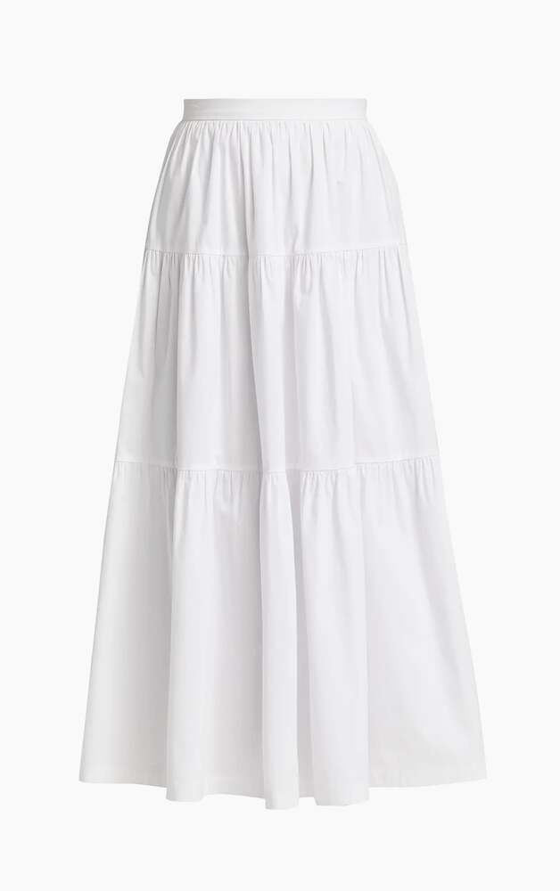 STAUD Sea Tiered Midi Skirt